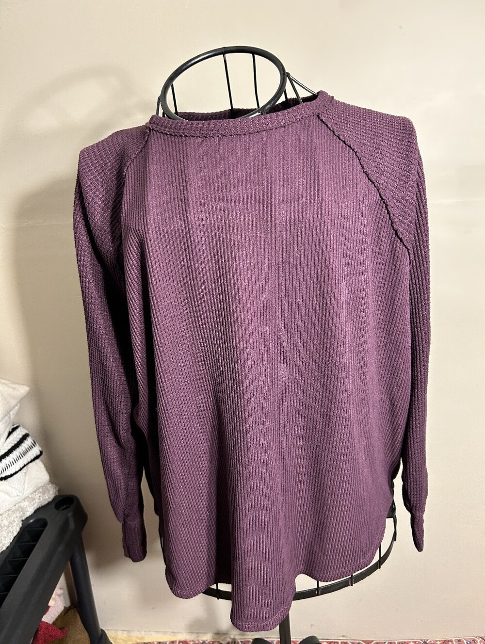 womens Size medium tee t long sleeved  purple long john shirt top